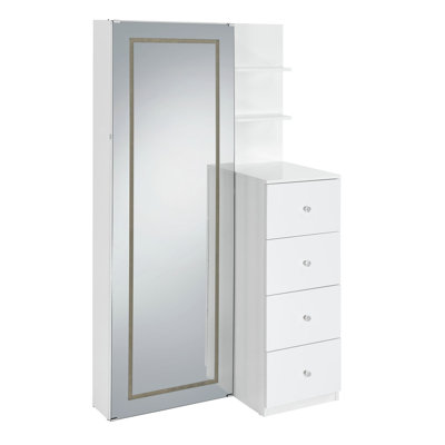 Miroir de plancher blanc avec rangement Picket House Furnishings Alberta