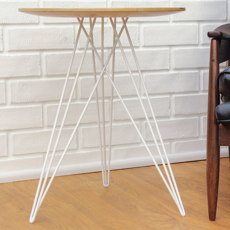 Hudson Solid Wood Top End Table, Maple, White
