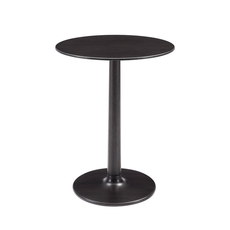 Solid Wood Pedestal End Table, Satin Black