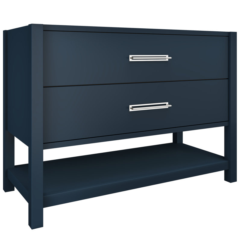 Kiawah Two-Drawer Single Bath Vanity, Hague Blue, Polished Chrome, 48"