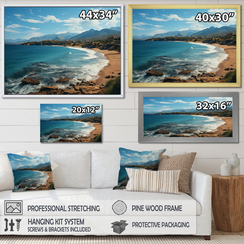 " Greece Olympian Coast ", 24" H x 32" W x 1" D, Gold Floater Framed