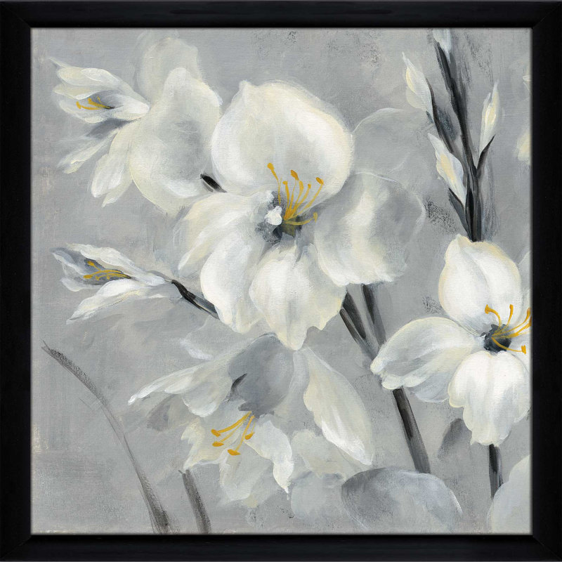 « fleurs on gray ii », reproduction de peinture à l’acrylique, H 27,5 po x l 27,5 po x P 0,75 po