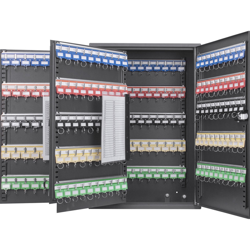 Armoire en acier noir à 300 clés avec serrure réglable - Fixation murale pour une gestion efficace