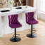 Ensemble de 2 tabourets de bar pivotants en velours avec hauteur de siège réglable, dossiers capitonnés et grande base stable pour les pubs et les îlots de cuisine modernes-1398575617