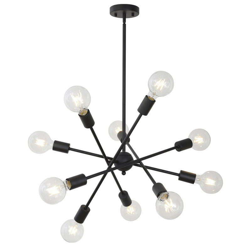 Lustre sphérique spoutnik 10 lumières Tekamah, Noir mat