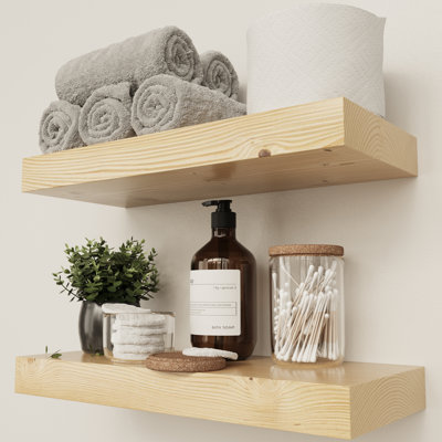 Solid Wood Floating Shelves, Wooden Shelves for Wall Storage