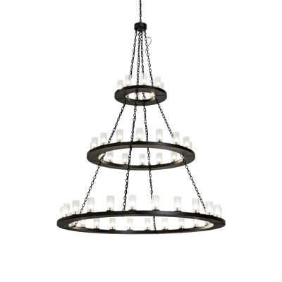 Lustre à roue de chariot unique et remarquable à 48 lumières Loxley