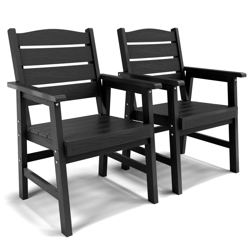 Ensemble de 2 chaises de salle à manger d'extérieur toutes saisons HiPS pour l'extérieur, Noir