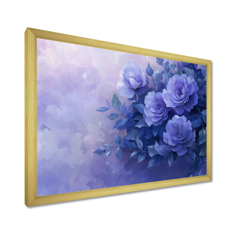 Mauve crépuscule lueur de roses - Art mural roses, H 12 po x l 20 po, Reproduction encadrée d'une seule photo sans pass, Doré
