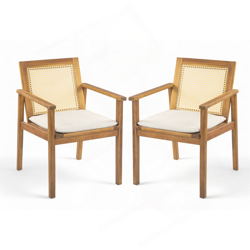 Chaise de salle à manger d'extérieur avec coussin Preston (ensemble de 2)