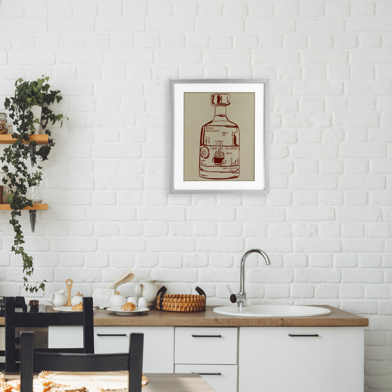 «Minimal Liquor Essence», reproduction sous verre encadrée, design par Melissa Wang, H 16 po x l 13 po, Cadre de ferme gris