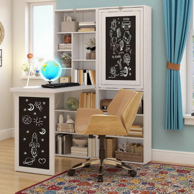 Bureau d'ordinateur pliable avec bureau et tableau noir