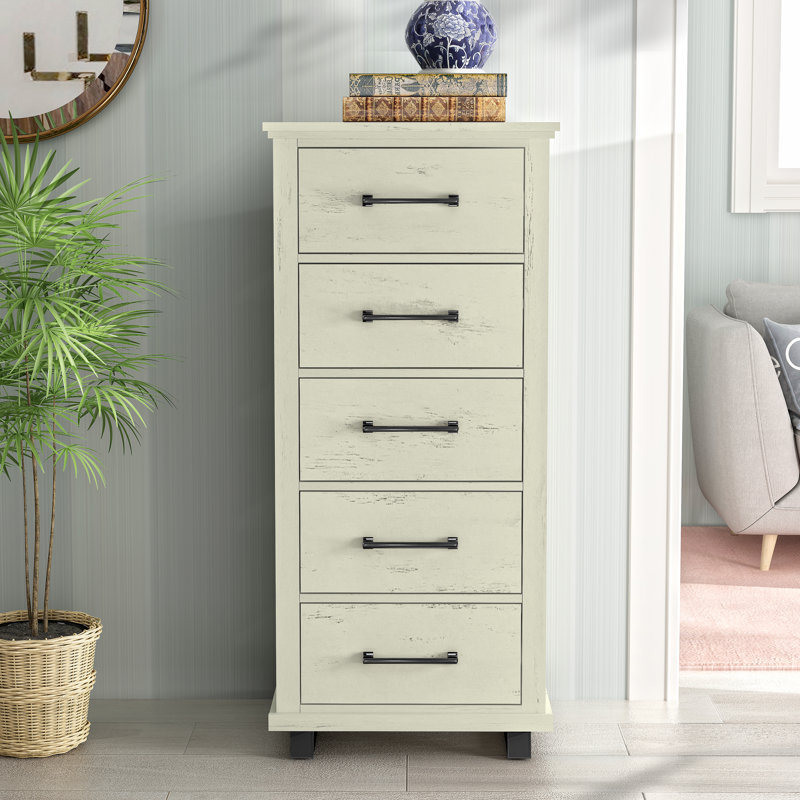 Icken 24'' W 5 - Drawer Dresser, Creamy White