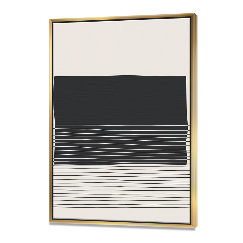 Kiro Minimal Geometric Lines and Squares VIII - Floater Frame Print on Canvas, Gold Framed Canvas, 46'' H x 36'' W x 1.5'' D