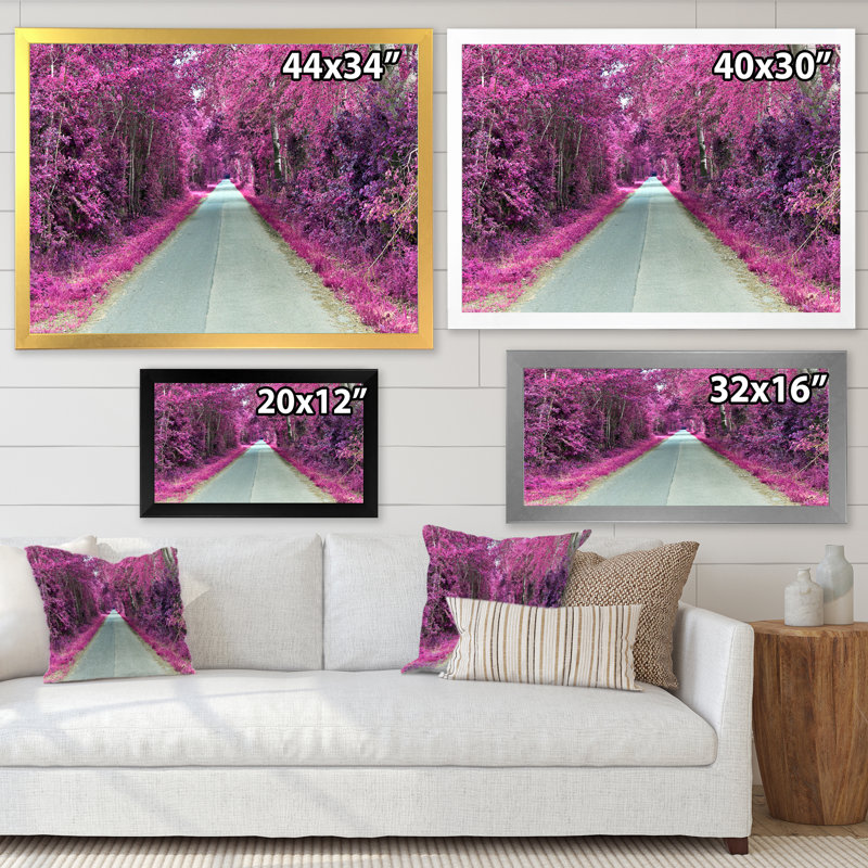 Reproduction d'art sur toile, rose et mauve, H 30 po x l 40 po x P 1,5 po, Toile encadrée flottée blanche