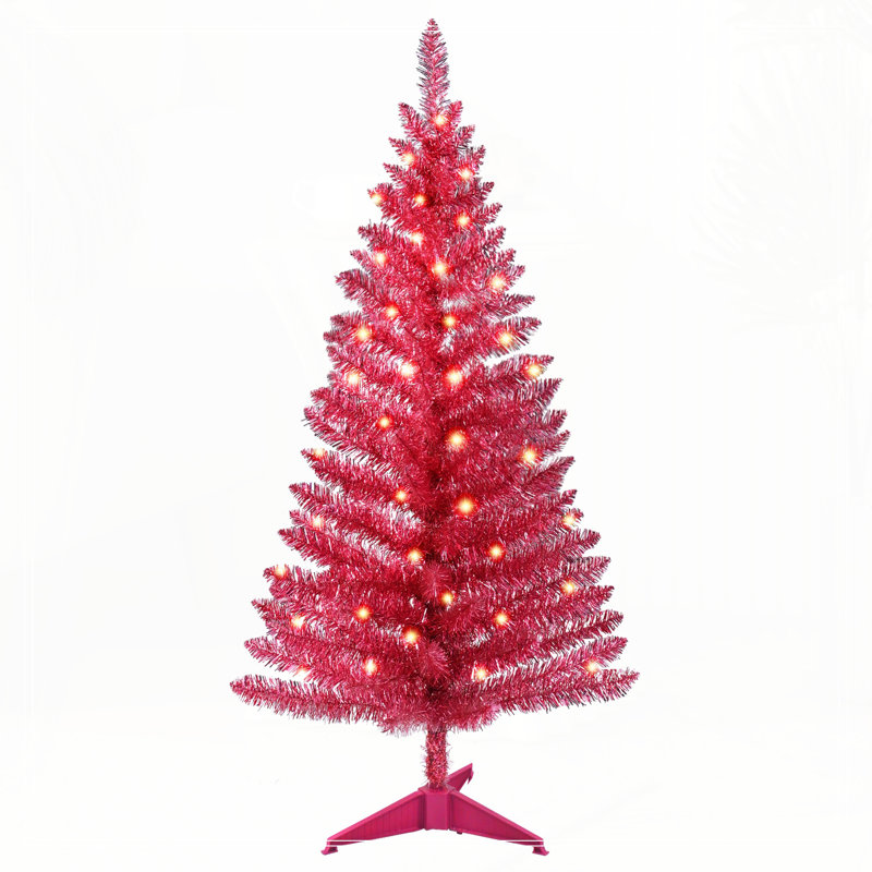 Arbre de Noël rouge 4 pi avec 50 lumières UL