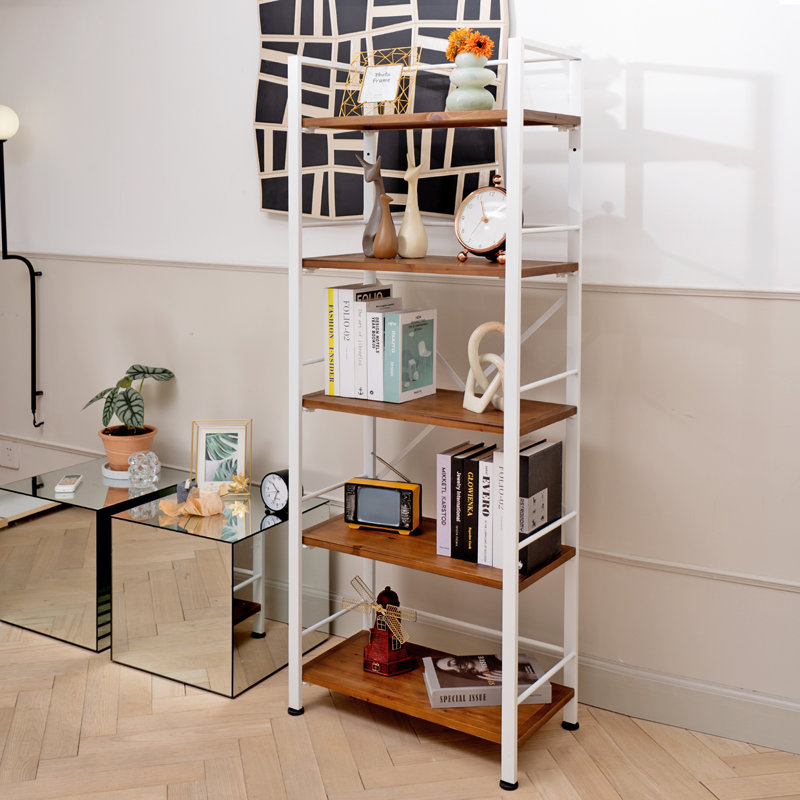 Bibliothèque étagère Iron, (5 tablettes) H 64,2 po x l 23,6 po x P 12,6 po, Blanc