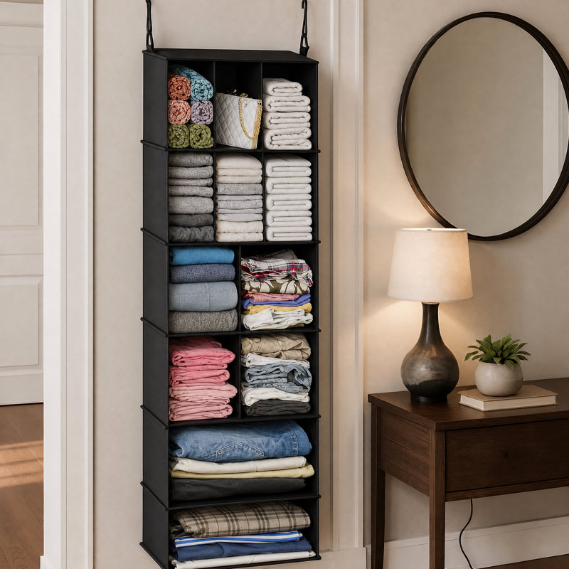 2 Pack Hanging Closet Organizer with Dividers, 24 Compartments Hanging Shoe Shelves for Closet, Wardrobe, RV and Garment Rack