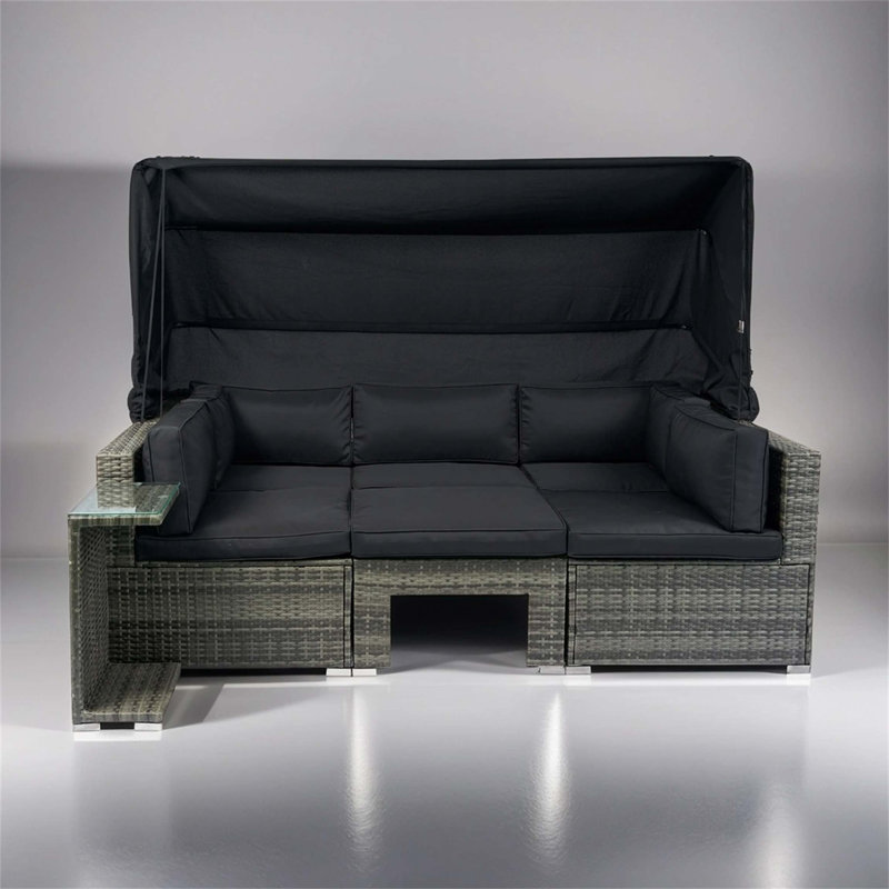 Ensemble de meubles de patio 7 pièces avec canapé modulaire en rotin et osier rétractable