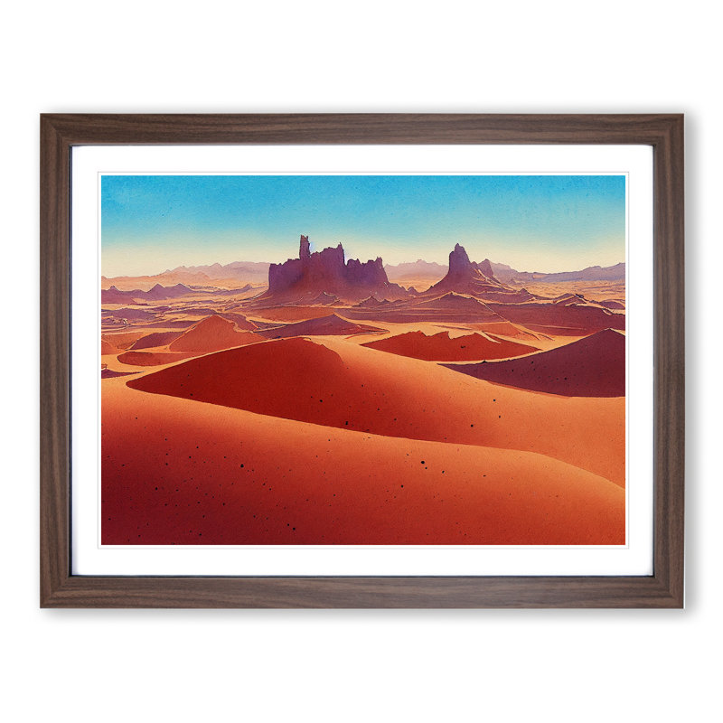 Desert In Watercolour Vol.3 - Single Picture Frame Print, 34cm H x 46cm W, Walnut