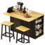 Grand îlot de cuisine 48 pouces avec 2 tabourets de bar, prise de courant, support de rangement interne pour porte-1049929259
