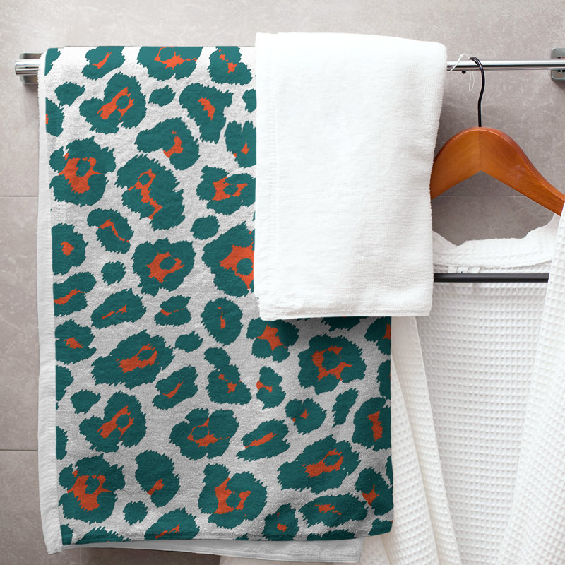 Lucida Bath Towel, Microfiber, White/Orange/Aqua