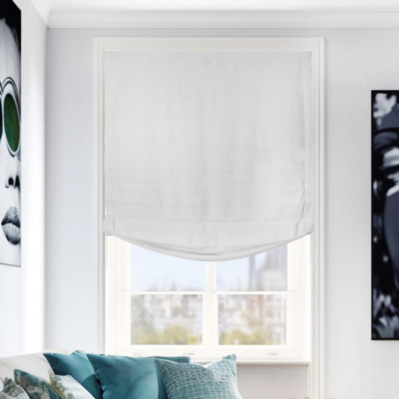 Semi Sheer Roman Shade, 39"W x 64"L, White