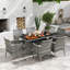 Wicker and Steel Patio Dining Set Table,