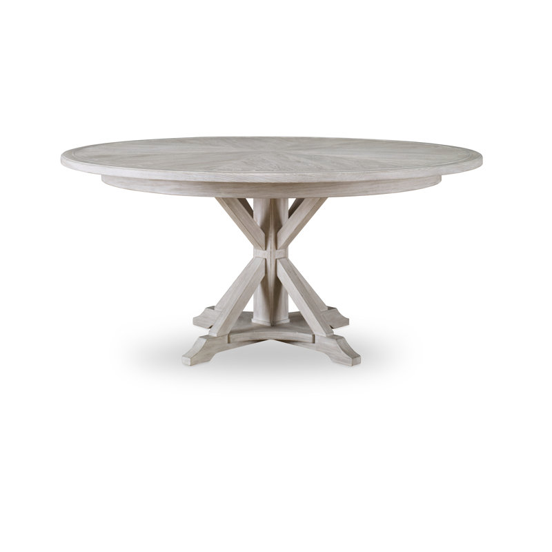 Camden Round Solid Oak Dining Table, 30"H x 64"L x 64"W, White Rustic