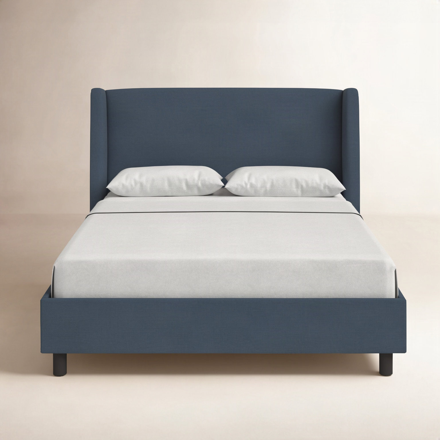 Tilly Linen Upholstered Wingback Bed, King, Classic Navy Linen