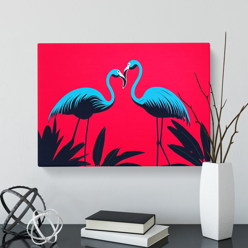 Enlivening Flamingos - Wrapped Canvas, 35cm H x 50cm W x 3cm D