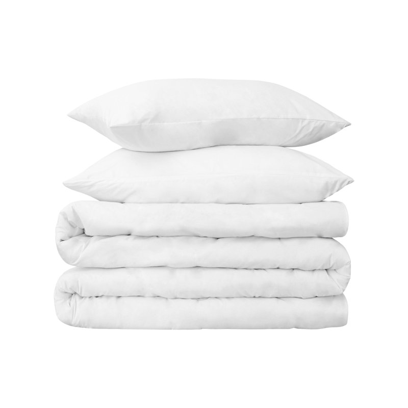 Edmont 530 Thread Count Certified Egyptian Cotton Blend Solid Duvet Cover Set with Pillow Shams, Full / Queen, White