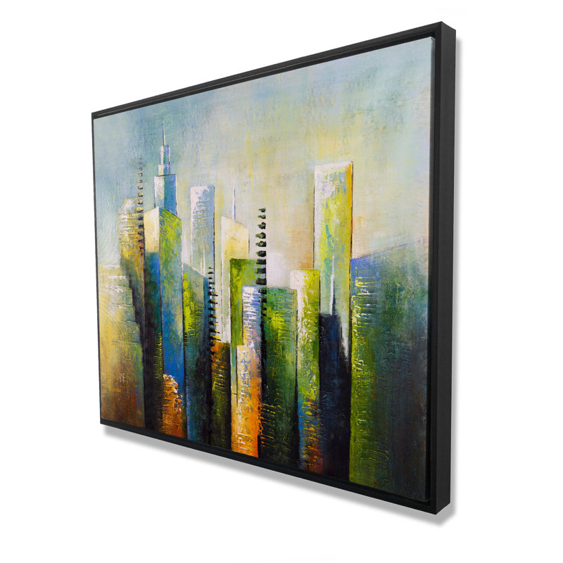 Abstract Skyscraper - Yellow Building Framed Canvas Art