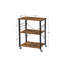 Chariot de service de cuisine industriel sur roulettes avec 3 tablettes, brun rustique et noir
