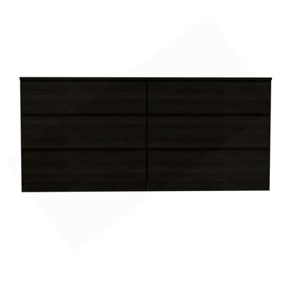 Commode double 6 tiroirs, plateau supérieur, noir