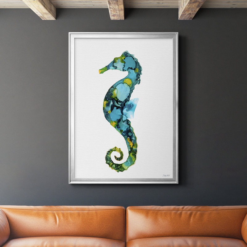 Hippocampe, reproduction encadrée de qualité supérieure - prête à être accrochée, H 42,5 po x l 30,5 po x P 1,25 po