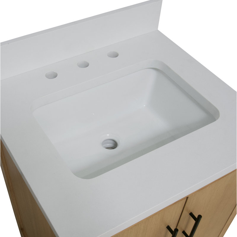 Ensemble de meuble-lavabo simple 24 po Kiara, Blond, Blanc mat