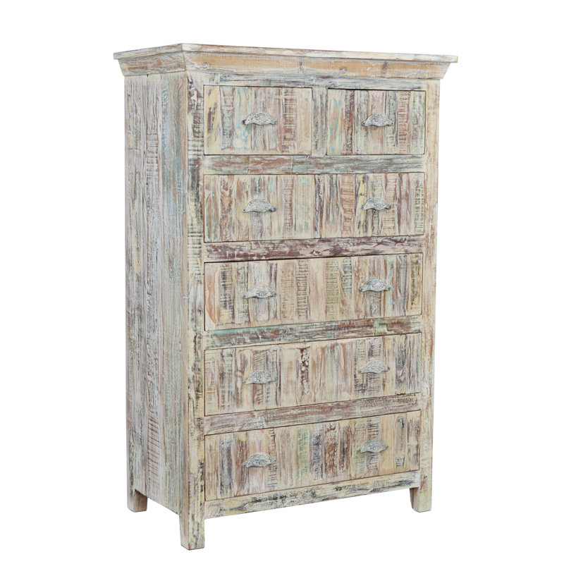 Commode sculptée brune Eggleton Terri, Blanc cassé