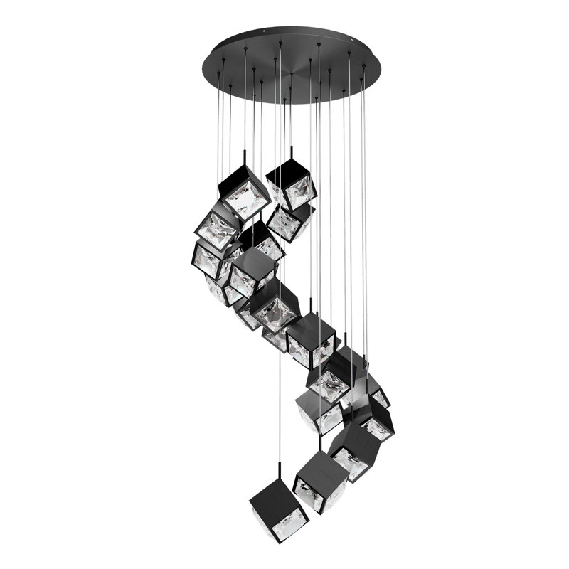 Luminaire suspendu en forme de grappe à 21 lumières DEL Ice Cube, Noir