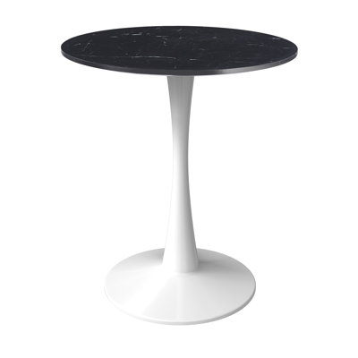 Bristol Modern Round Dining Table With MDF Top And Stainless Steel Pedestal Base, Melamine Top Finish Kitchen Table