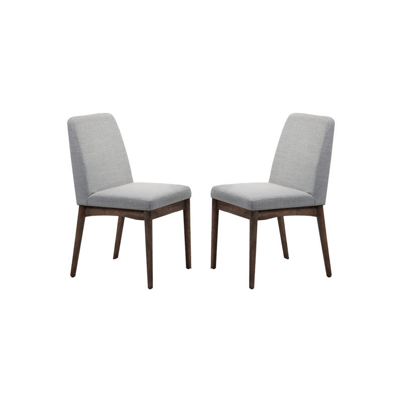Ensemble de 2 chaises de salle à manger rembourrées, tissu gris avec pieds noirs