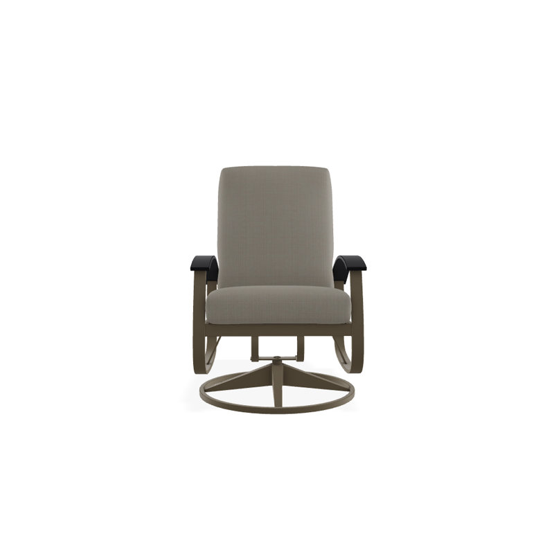 Belle Isle Outdoor Swivel Lounge Chair, Cast Ash Sunbrella® Plainweave, Black P70, Textured Beachwood