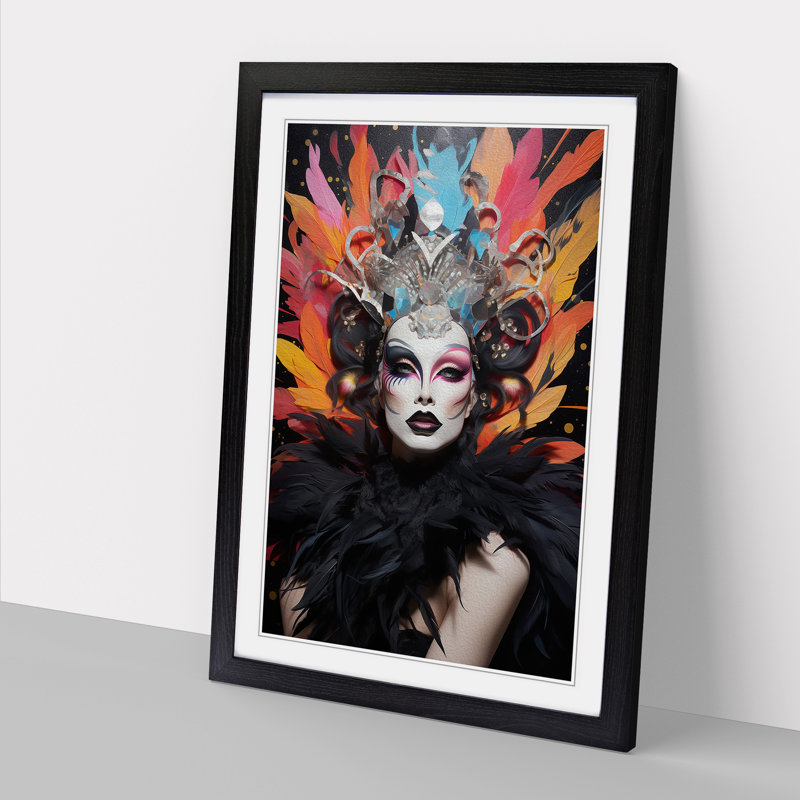 Drag Queen Symbolism No.2 - Single Picture Frame Print on Wood, Black Framed, 34cm H x 25cm W