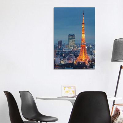 Tokyo Tower And Mori Tower At Night by Jan Becke - Wrapped Canvas Print