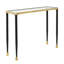 Large console moderne en verre glamour de 39,76 po avec bordure cannelée en métal Sorem et plateau en verre trempé Sorel