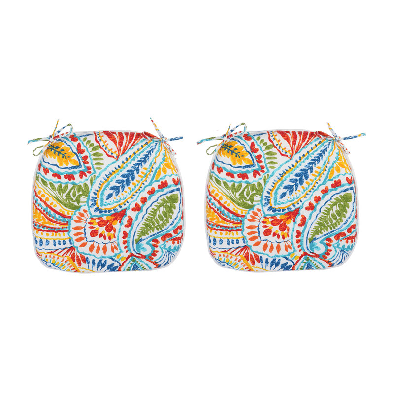 Outdoor Patio Chair Cushions, Black/Red Paisley, Polyester