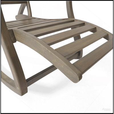 Chaise berçante d'extérieur en bois d'acacia avec panneau de pied rétractable, chaise berçante berçante pour patio, balcon,