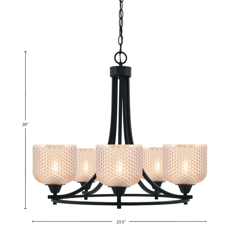Lustre droit 5 lumières Tuscany, 20" H x 23.5" W x 23.5" D