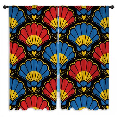 Rideaux de fenêtre à motif de coquillages colorés et obscurcissant - 2 panneaux