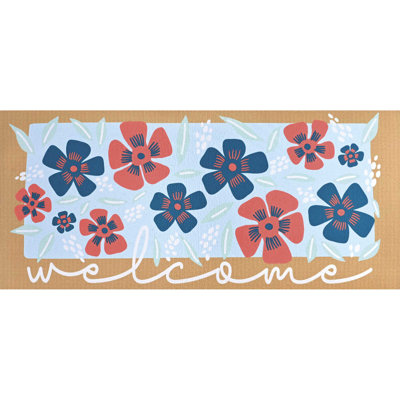 Doormat Insert Flowers Welcome 22x10